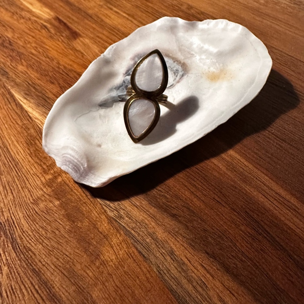 Gold and White Teardrop Ring